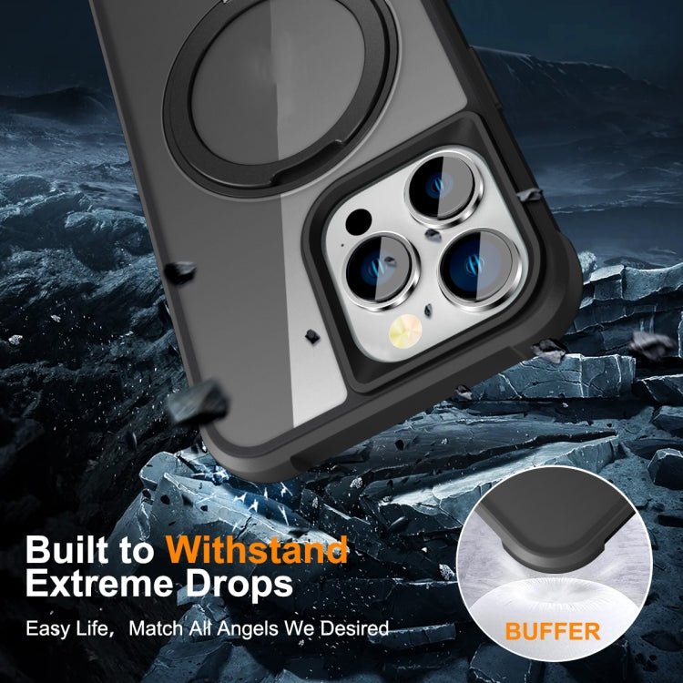 For iPhone 15 Pro Max MagSafe Magnetic Rotating Holder Phone Case(Black) by buy2fix