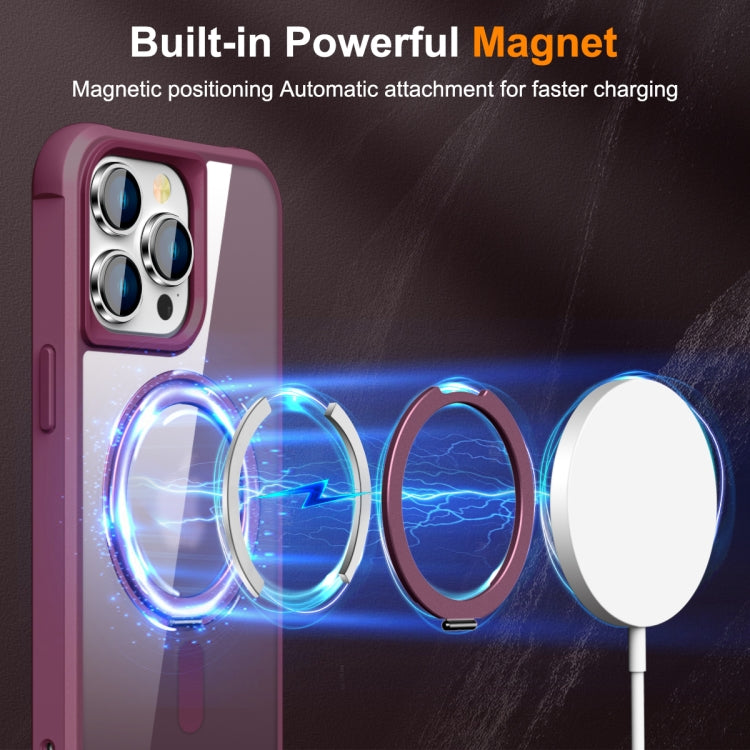 For iPhone 15 Pro Max MagSafe Magnetic Rotating Holder Phone Case(Wine Red) - iPhone 15 Pro Max Cases by buy2fix | Online Shopping UK | buy2fix