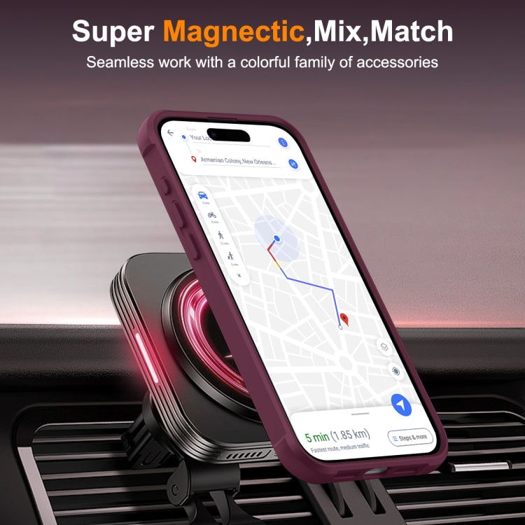 For iPhone 15 Pro Max MagSafe Magnetic Rotating Holder Phone Case(Wine Red) - iPhone 15 Pro Max Cases by buy2fix | Online Shopping UK | buy2fix