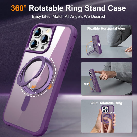 For iPhone 15 Pro MagSafe Magnetic Rotating Holder Phone Case(Purple) - iPhone 15 Pro Cases by buy2fix | Online Shopping UK | buy2fix