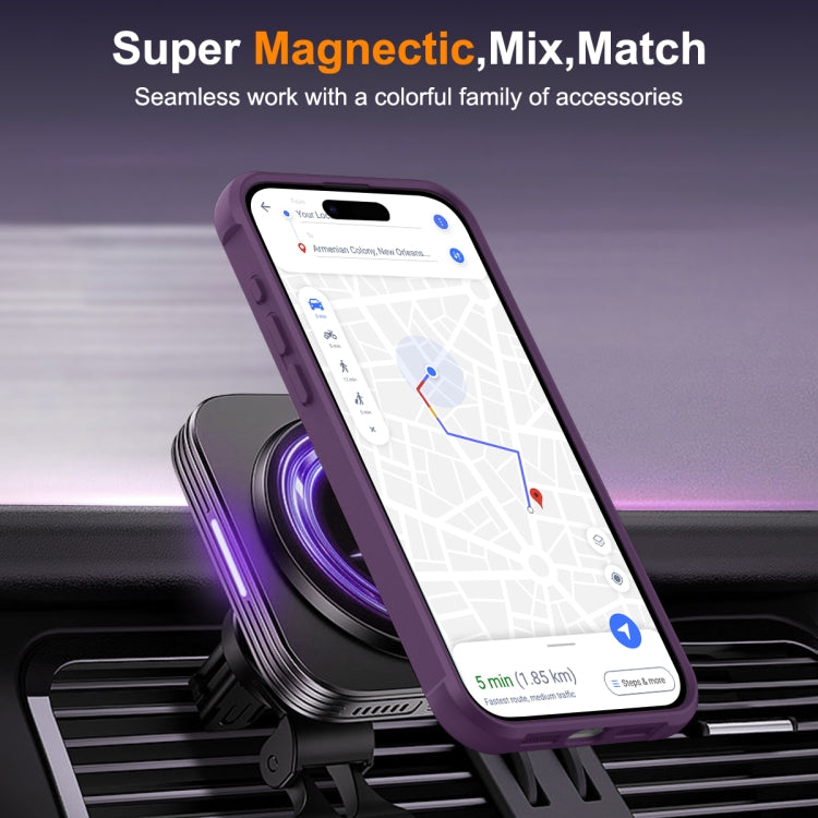 For iPhone 15 Pro MagSafe Magnetic Rotating Holder Phone Case(Purple) - iPhone 15 Pro Cases by buy2fix | Online Shopping UK | buy2fix