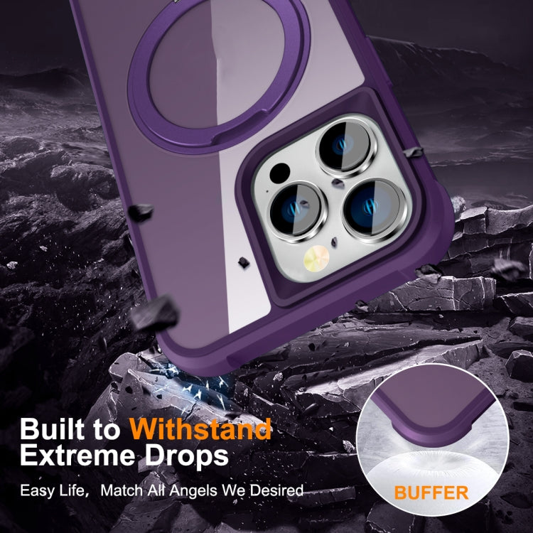 For iPhone 15 Pro MagSafe Magnetic Rotating Holder Phone Case(Purple) - iPhone 15 Pro Cases by buy2fix | Online Shopping UK | buy2fix