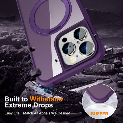 For iPhone 15 Pro MagSafe Magnetic Rotating Holder Phone Case(Purple) - iPhone 15 Pro Cases by buy2fix | Online Shopping UK | buy2fix