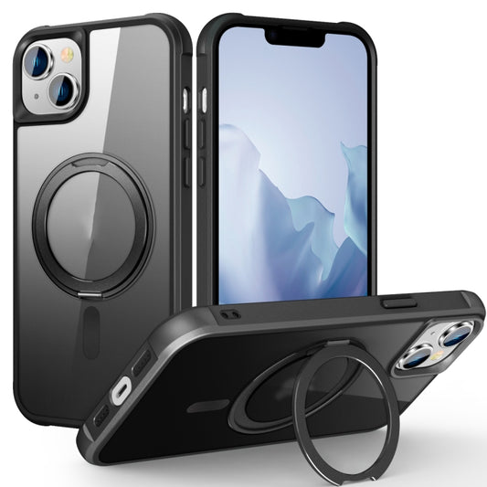 For iPhone 15 Plus MagSafe Magnetic Rotating Holder Phone Case(Black) - iPhone 15 Plus Cases by buy2fix | Online Shopping UK | buy2fix