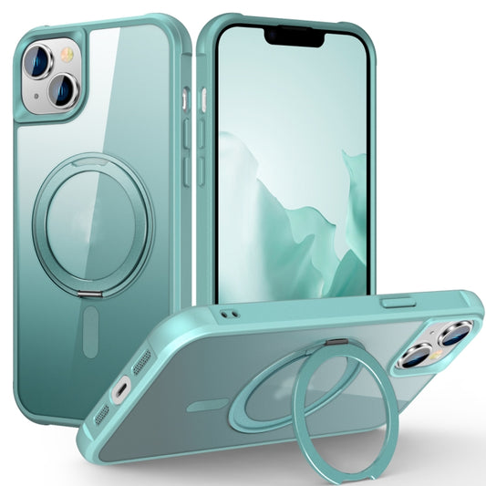 For iPhone 15 MagSafe Magnetic Rotating Holder Phone Case(Lake Blue) - iPhone 15 Cases by buy2fix | Online Shopping UK | buy2fix