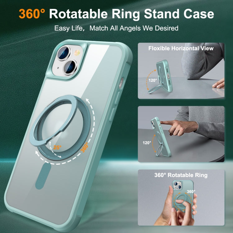For iPhone 15 MagSafe Magnetic Rotating Holder Phone Case(Lake Blue) - iPhone 15 Cases by buy2fix | Online Shopping UK | buy2fix