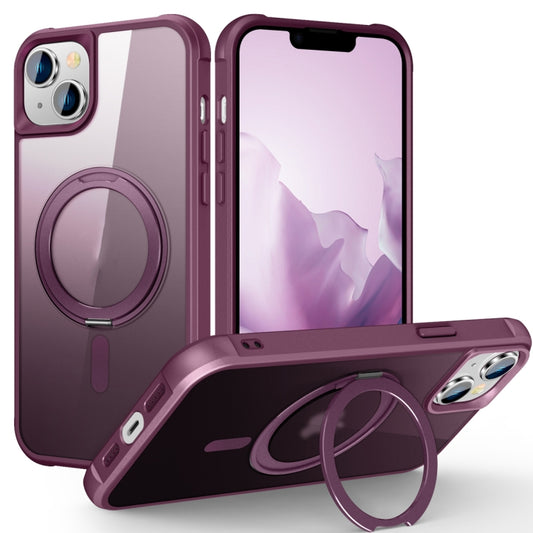 For iPhone 15 MagSafe Magnetic Rotating Holder Phone Case(Wine Red) - iPhone 15 Cases by buy2fix | Online Shopping UK | buy2fix