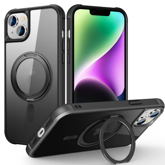 For iPhone 14 / 13 MagSafe Magnetic Rotating Holder Phone Case(Black) - iPhone 14 Cases by buy2fix | Online Shopping UK | buy2fix