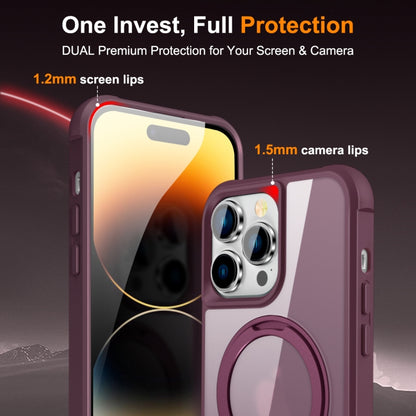 For iPhone 14 Pro Max MagSafe Magnetic Rotating Holder Phone Case(Wine Red) - iPhone 14 Pro Max Cases by buy2fix | Online Shopping UK | buy2fix