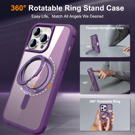 For iPhone 14 Pro Max MagSafe Magnetic Rotating Holder Phone Case(Purple) - iPhone 14 Pro Max Cases by buy2fix | Online Shopping UK | buy2fix