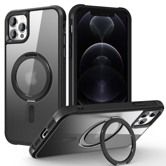 For iPhone 13 Pro Max / 12 Pro Max MagSafe Magnetic Rotating Holder Phone Case(Black) - iPhone 13 Pro Max Cases by buy2fix | Online Shopping UK | buy2fix
