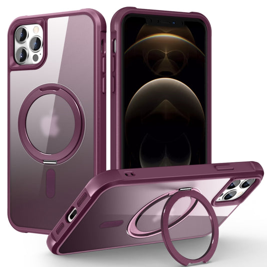 For iPhone 13 Pro Max / 12 Pro Max MagSafe Magnetic Rotating Holder Phone Case(Wine Red) - iPhone 13 Pro Max Cases by buy2fix | Online Shopping UK | buy2fix