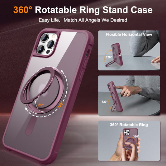 For iPhone 13 Pro Max / 12 Pro Max MagSafe Magnetic Rotating Holder Phone Case(Wine Red) - iPhone 13 Pro Max Cases by buy2fix | Online Shopping UK | buy2fix