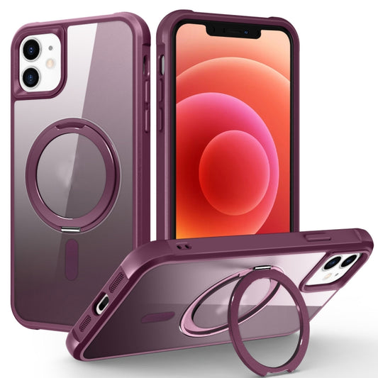 For iPhone 12 / 12 Pro MagSafe Magnetic Rotating Holder Phone Case(Wine Red) - iPhone 12 / 12 Pro Cases by buy2fix | Online Shopping UK | buy2fix