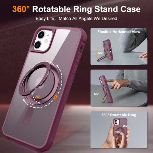 For iPhone 12 / 12 Pro MagSafe Magnetic Rotating Holder Phone Case(Wine Red) - iPhone 12 / 12 Pro Cases by buy2fix | Online Shopping UK | buy2fix