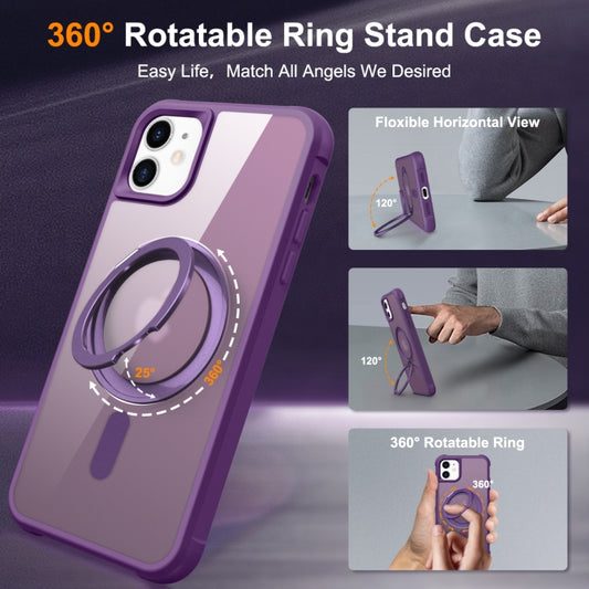 For iPhone 12 / 12 Pro MagSafe Magnetic Rotating Holder Phone Case(Purple) - iPhone 12 / 12 Pro Cases by buy2fix | Online Shopping UK | buy2fix