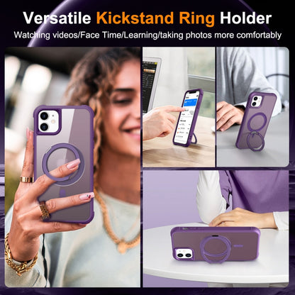 For iPhone 12 / 12 Pro MagSafe Magnetic Rotating Holder Phone Case(Purple) - iPhone 12 / 12 Pro Cases by buy2fix | Online Shopping UK | buy2fix
