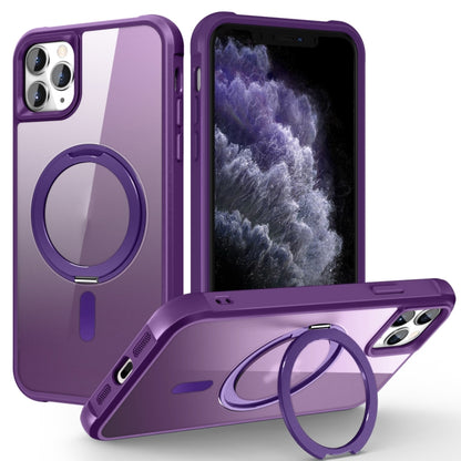For iPhone 11 Pro Max MagSafe Magnetic Rotating Holder Phone Case(Purple) by buy2fix