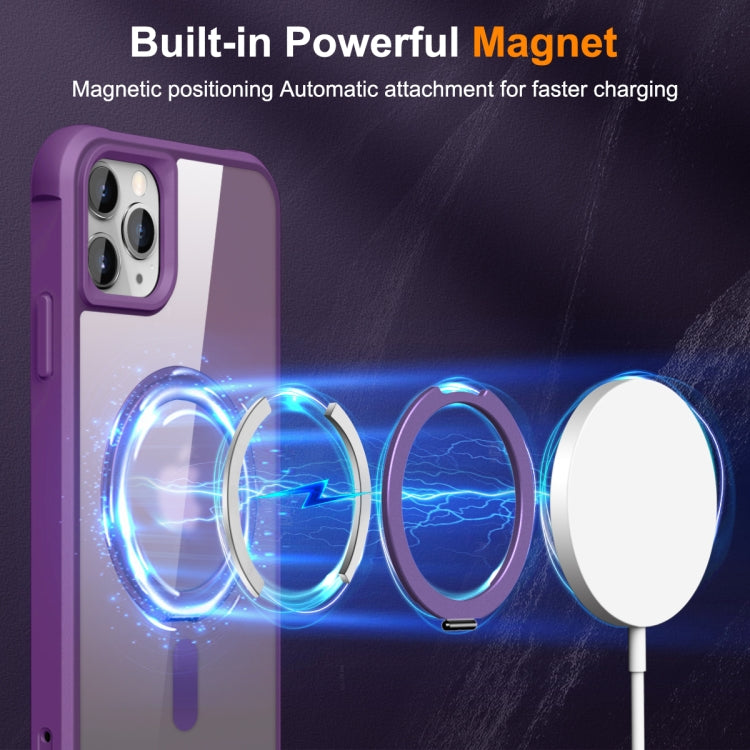 For iPhone 11 Pro Max MagSafe Magnetic Rotating Holder Phone Case(Purple) by buy2fix