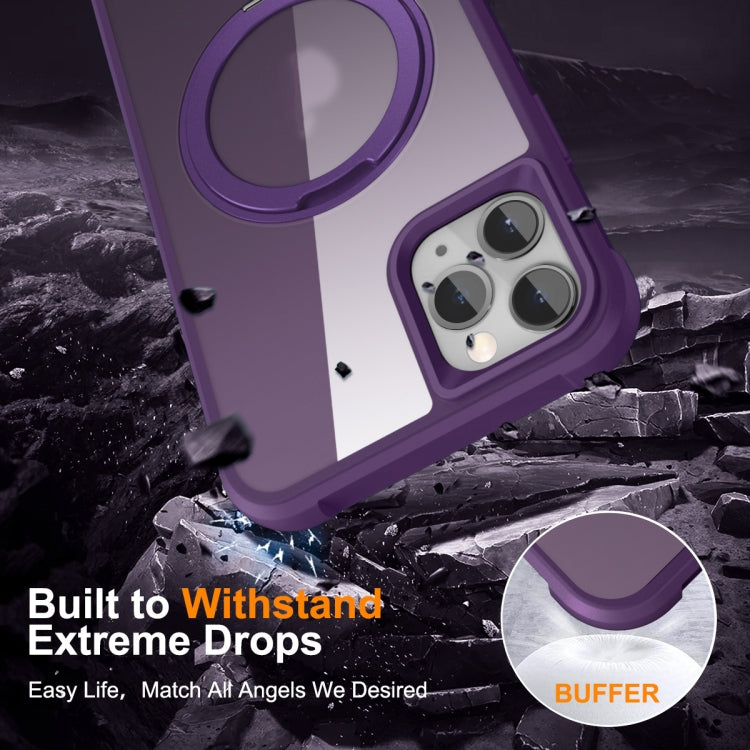 For iPhone 11 Pro Max MagSafe Magnetic Rotating Holder Phone Case(Purple) by buy2fix