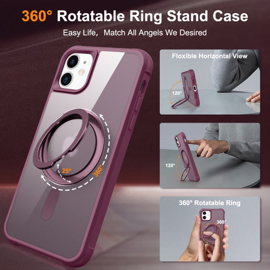 For iPhone 11 MagSafe Magnetic Rotating Holder Phone Case(Wine Red) - iPhone 11 Cases by buy2fix | Online Shopping UK | buy2fix