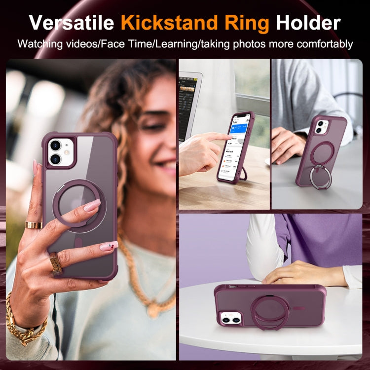 For iPhone 11 MagSafe Magnetic Rotating Holder Phone Case(Wine Red) - iPhone 11 Cases by buy2fix | Online Shopping UK | buy2fix