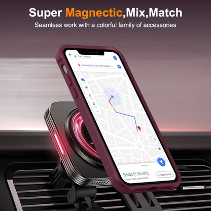 For iPhone 11 MagSafe Magnetic Rotating Holder Phone Case(Wine Red) - iPhone 11 Cases by buy2fix | Online Shopping UK | buy2fix