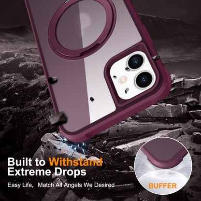 For iPhone 11 MagSafe Magnetic Rotating Holder Phone Case(Wine Red) - iPhone 11 Cases by buy2fix | Online Shopping UK | buy2fix