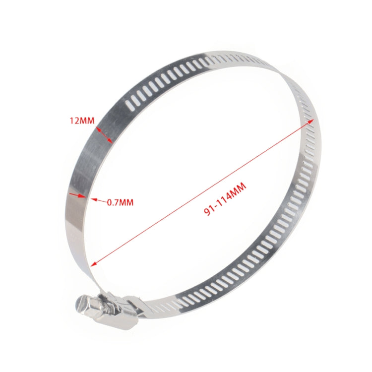 10 PCS Stainless Steel Hose Clamps Pipe Clip Fuel Line Clip, Size: 91-114mm - Booster Cable & Clip by buy2fix | Online Shopping UK | buy2fix