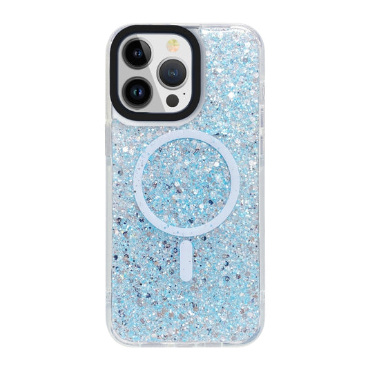 For iPhone 15 Pro Max Gold Armor MagSafe Glitter Epoxy Phone Case(Blue) - iPhone 15 Pro Max Cases by buy2fix | Online Shopping UK | buy2fix