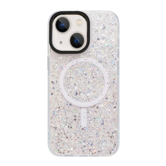 For iPhone 15 Plus Gold Armor MagSafe Glitter Epoxy Phone Case(White) - iPhone 15 Plus Cases by buy2fix | Online Shopping UK | buy2fix