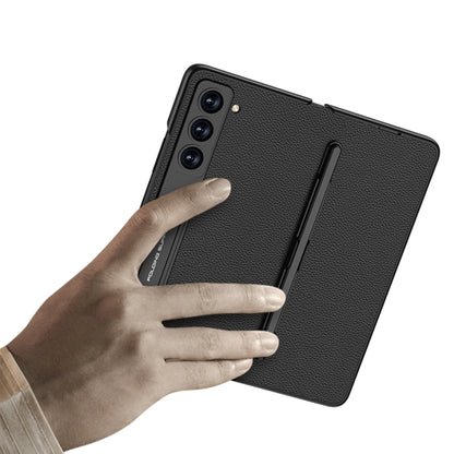 For Samsung Galaxy Z Fold5 GKK Flip Leather All-Inclusive Phone Case with Pen Holder(Carbon Fiber) - Galaxy Z Fold5 Cases by GKK | Online Shopping UK | buy2fix