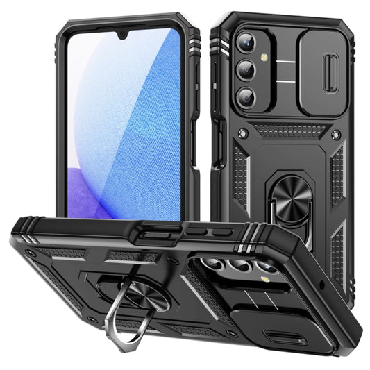 For Samsung Galaxy A25 5G Sliding Camshield TPU + PC Phone Case with Holder(Black) by buy2fix
