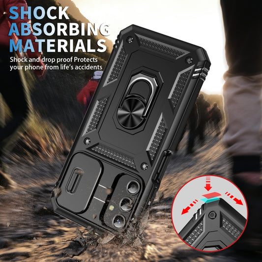For Samsung Galaxy A25 5G Sliding Camshield TPU + PC Phone Case with Holder(Black) by buy2fix