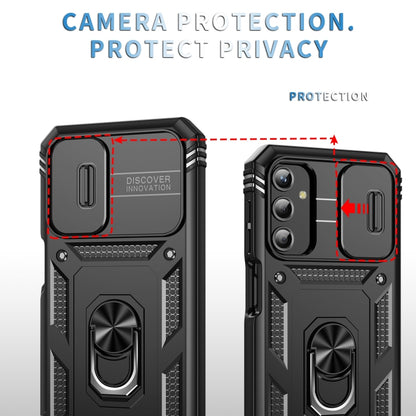 For Samsung Galaxy A25 5G Sliding Camshield TPU + PC Phone Case with Holder(Black) by buy2fix