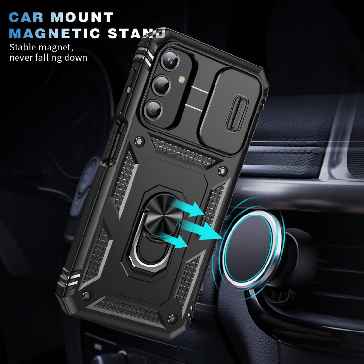 For Samsung Galaxy A25 5G Sliding Camshield TPU + PC Phone Case with Holder(Black) by buy2fix
