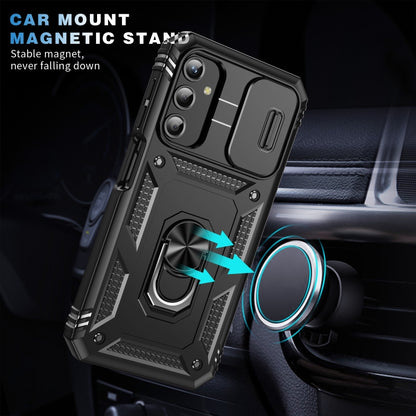 For Samsung Galaxy A25 5G Sliding Camshield TPU + PC Phone Case with Holder(Black) by buy2fix