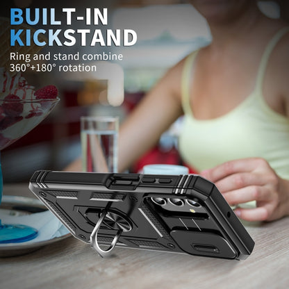 For Samsung Galaxy A25 5G Sliding Camshield TPU + PC Phone Case with Holder(Black) by buy2fix