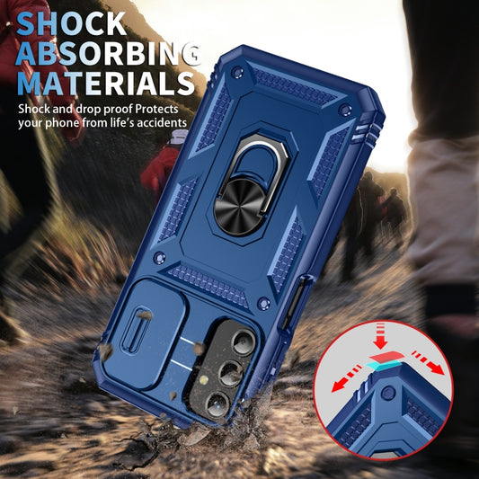 For Samsung Galaxy A25 5G Sliding Camshield TPU + PC Phone Case with Holder(Blue) by buy2fix