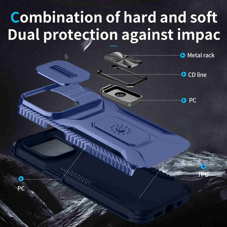 For iPhone 13 Pro Sliding Camshield Holder Phone Case(Blue) - iPhone 13 Pro Cases by buy2fix | Online Shopping UK | buy2fix