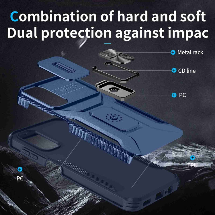 For Samsung Galaxy A14 5G Sliding Camshield Holder Phone Case(Blue) by buy2fix