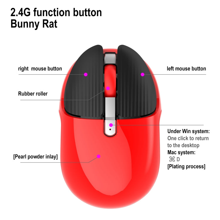 HXSJ M106 2.4GHZ 1600dpi Single-mode Wireless Mouse USB Rechargeable(Red) - Wireless Mice by HXSJ | Online Shopping UK | buy2fix