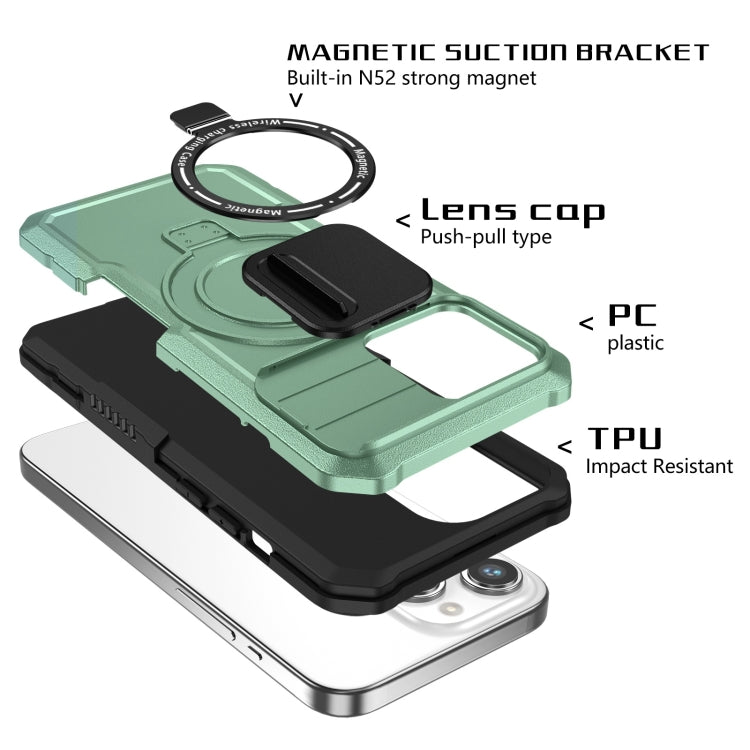 For iPhone 15 Pro Sliding Camshield MagSafe Holder TPU Hybrid PC Phone Case(Light Blue) - iPhone 15 Pro Cases by buy2fix | Online Shopping UK | buy2fix