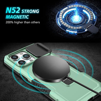 For iPhone 15 Pro Sliding Camshield MagSafe Holder TPU Hybrid PC Phone Case(Light Blue) - iPhone 15 Pro Cases by buy2fix | Online Shopping UK | buy2fix