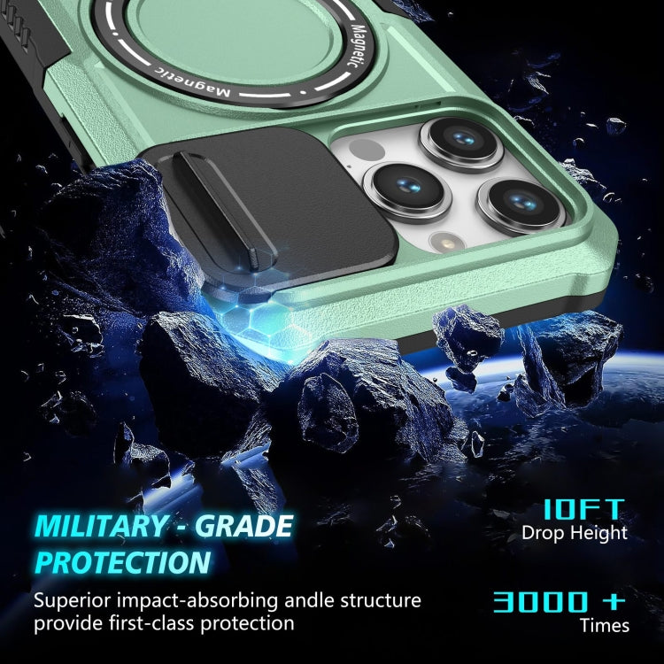 For iPhone 15 Pro Sliding Camshield MagSafe Holder TPU Hybrid PC Phone Case(Light Blue) - iPhone 15 Pro Cases by buy2fix | Online Shopping UK | buy2fix