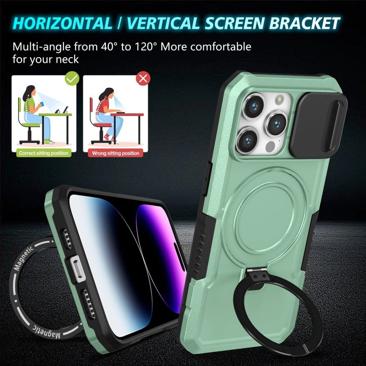 For iPhone 15 Pro Sliding Camshield MagSafe Holder TPU Hybrid PC Phone Case(Light Blue) - iPhone 15 Pro Cases by buy2fix | Online Shopping UK | buy2fix