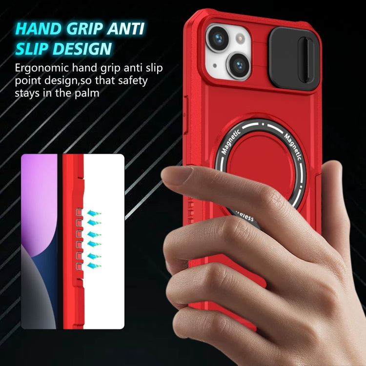 For iPhone 14 Sliding Camshield MagSafe Holder TPU Hybrid PC Phone Case(Red) - iPhone 14 Cases by buy2fix | Online Shopping UK | buy2fix