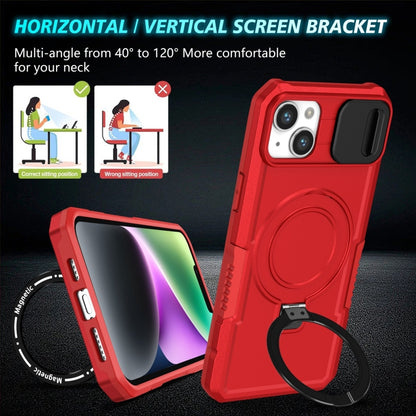 For iPhone 14 Sliding Camshield MagSafe Holder TPU Hybrid PC Phone Case(Red) - iPhone 14 Cases by buy2fix | Online Shopping UK | buy2fix
