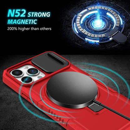 For iPhone 13 Pro Max Sliding Camshield MagSafe Holder TPU Hybrid PC Phone Case(Red) - iPhone 13 Pro Max Cases by buy2fix | Online Shopping UK | buy2fix