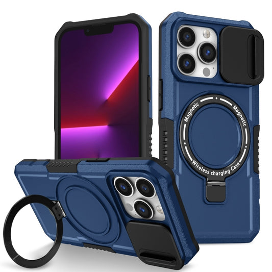 For iPhone 13 Pro Sliding Camshield MagSafe Holder TPU Hybrid PC Phone Case(Royal Blue) - iPhone 13 Pro Cases by buy2fix | Online Shopping UK | buy2fix